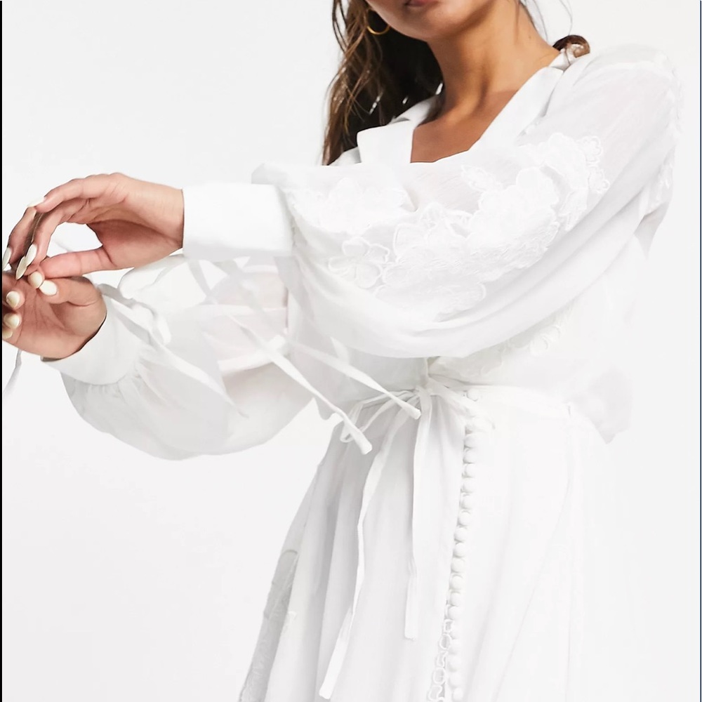ASOS white midi wrap dress
